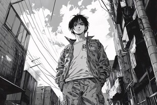 金牌影院悬疑漫画封面，雨夜中的旧楼与一盏孤灯